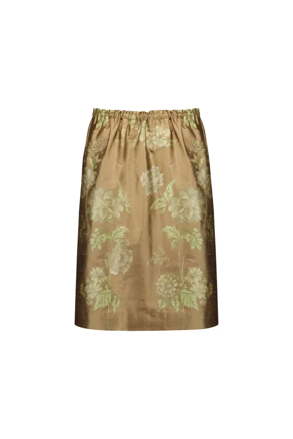 ELASTIC MIDI SKIRT (GOLD)