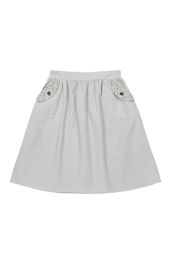 [6/12 예약배송] FLORAL POCKET BANDING MIDI SKIRT, LAVENDER