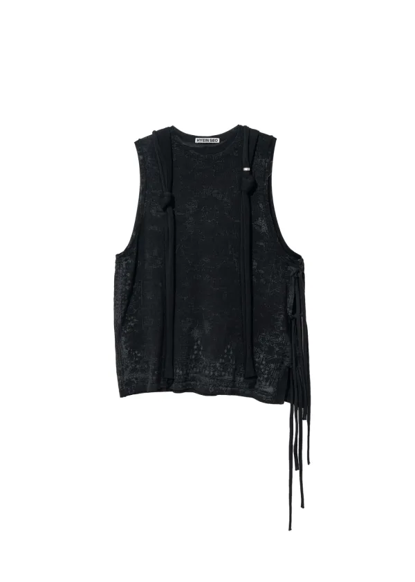 Sleeveless Knit w/ Macrame Hoodie