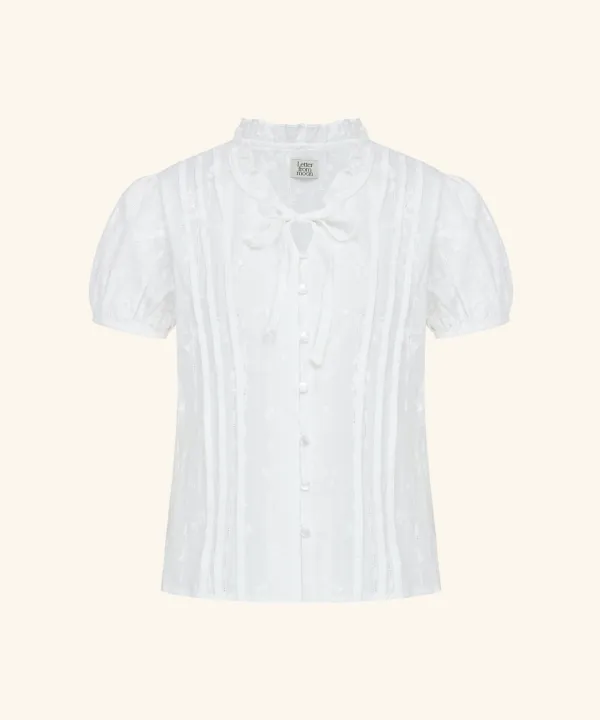 Soap High Neck Ribbon Blouse ( Ivory )