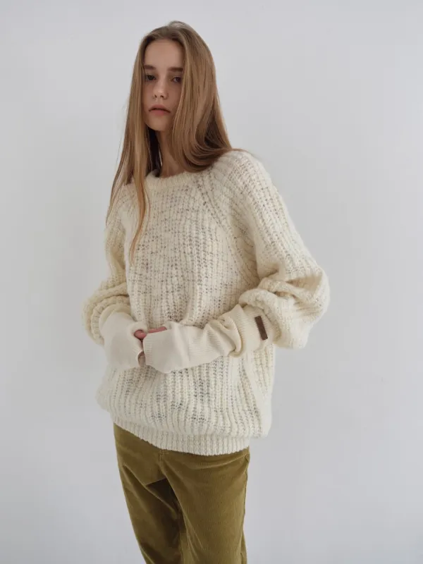 Popcorn Round Knit_Ivory