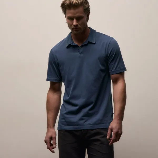 Sueded Jersey Polo - Lake Pigment