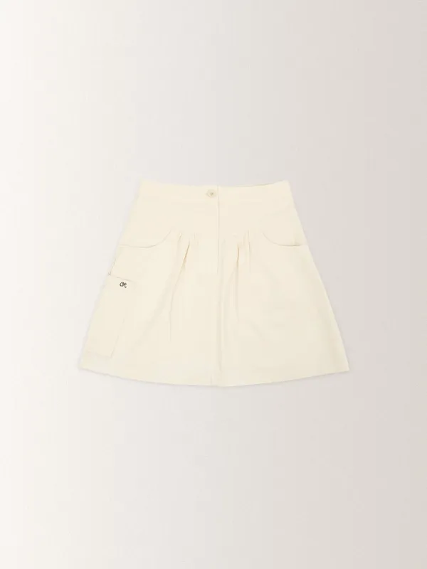 SHIRRING CARGO MINI SKIRT [ CREAM ]
