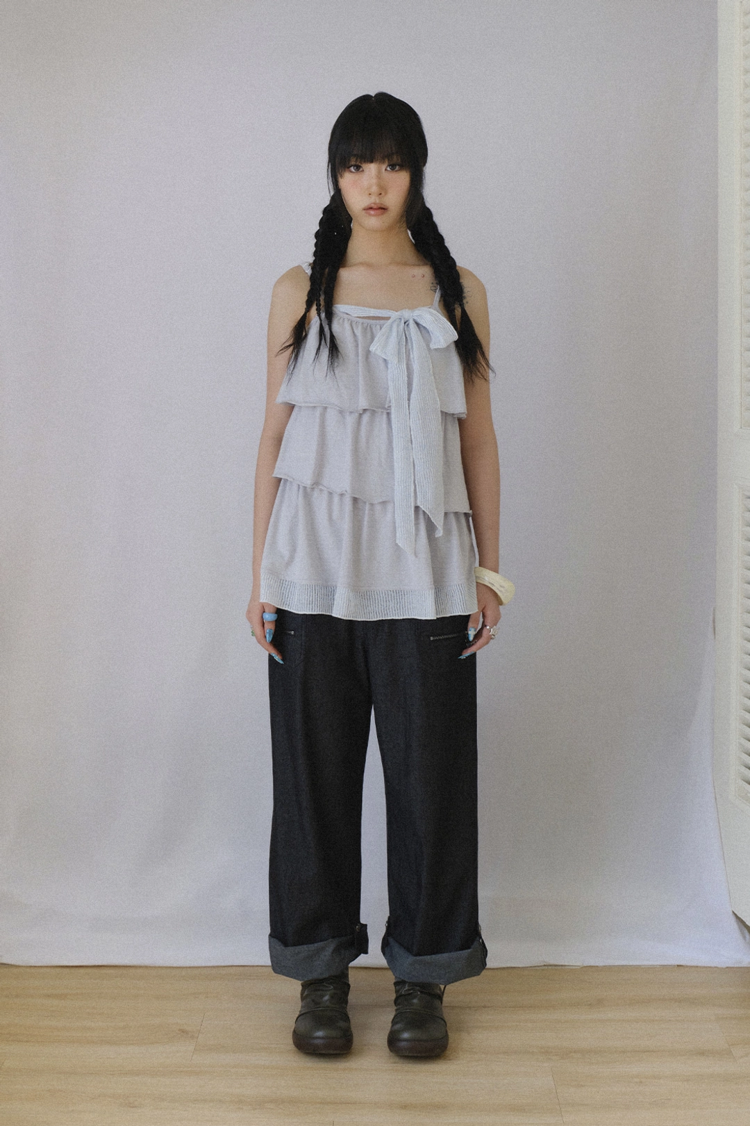 허그유어스킨 Tiered scarf sleeveless (Gray) 상품 이미지 2