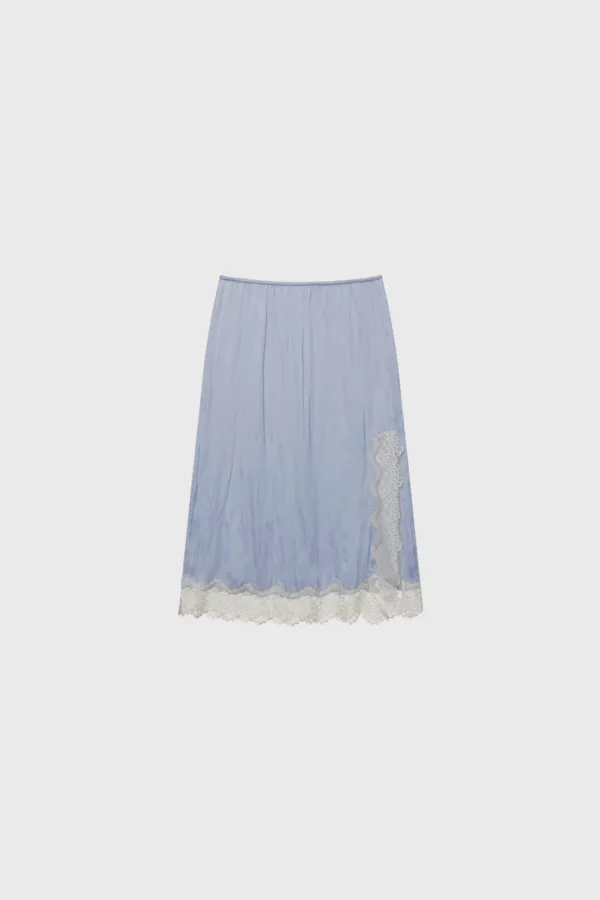 [Exclusive] Lace-Trim Skirt (Ivory / Light Gray / Blue)
