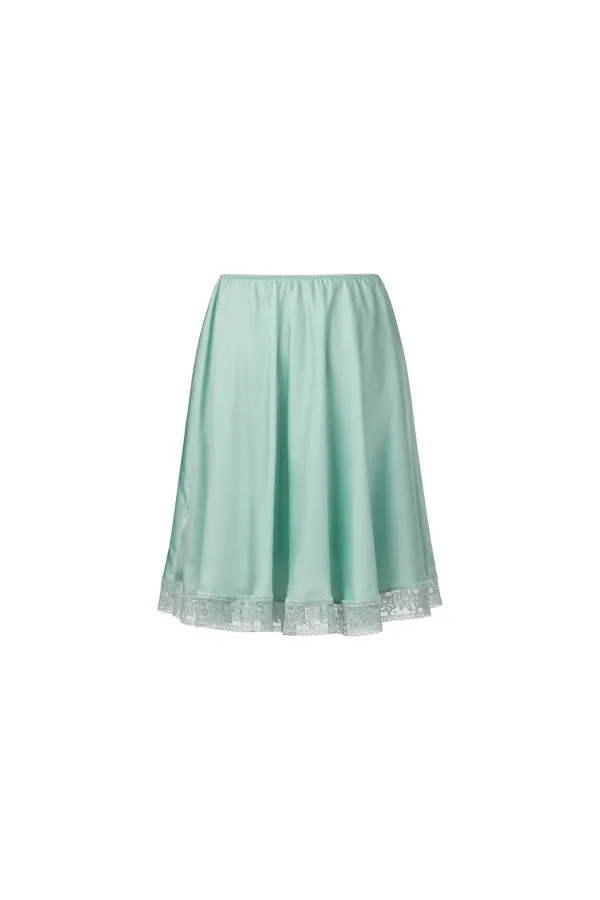 LACE SATIN FLARED SKIRT [MINT]