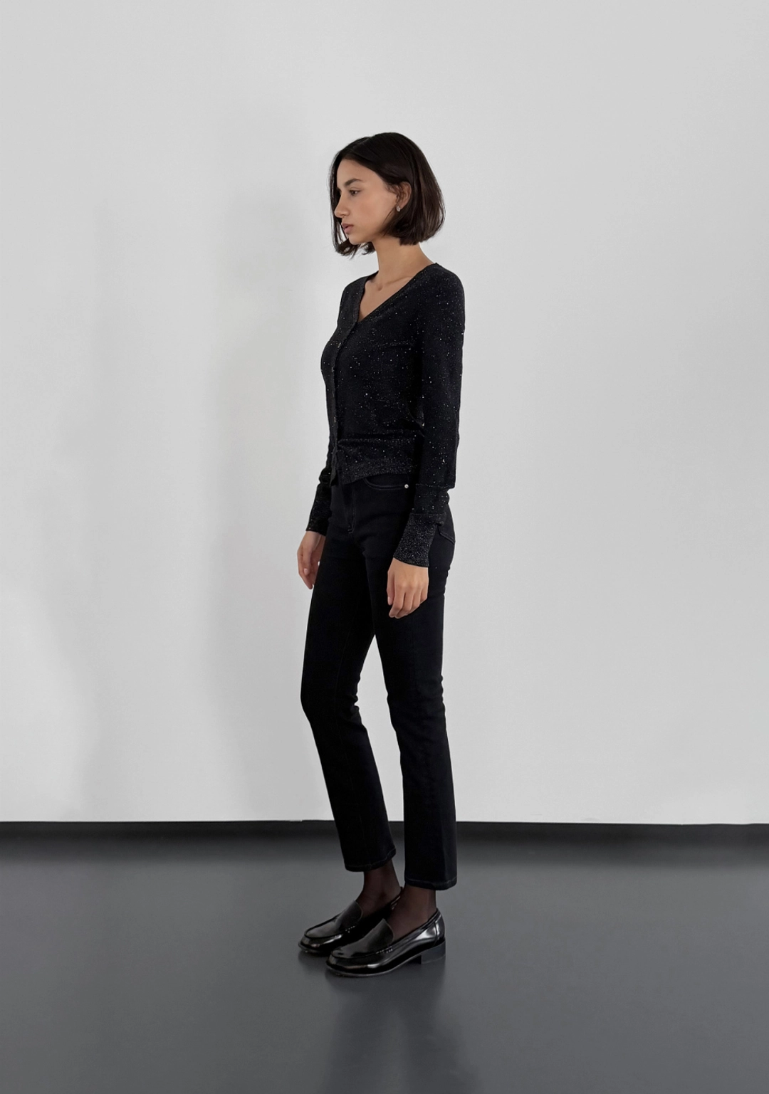 아상 Noir Glitter Knit Cardigan 상품 이미지 1