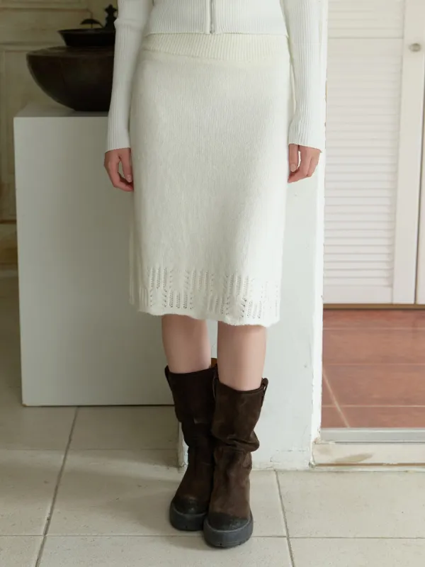 Shimmery knit skirt (ivory)