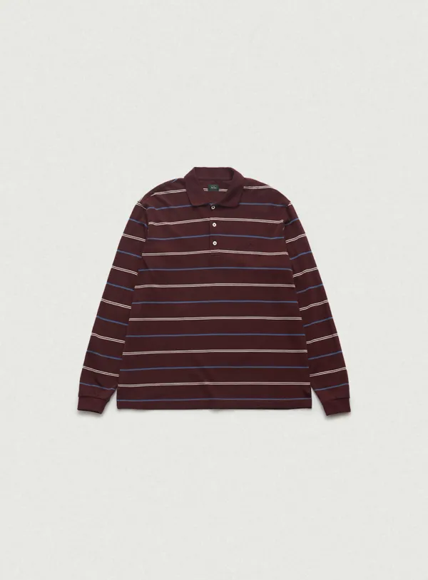Tonal Stripe Pique Shirt_Burgundy