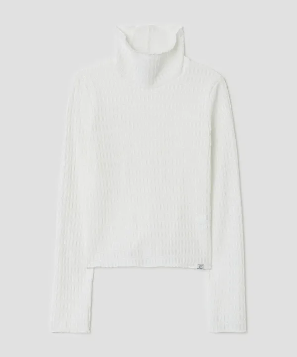 Textured Mock Neck Top [White]