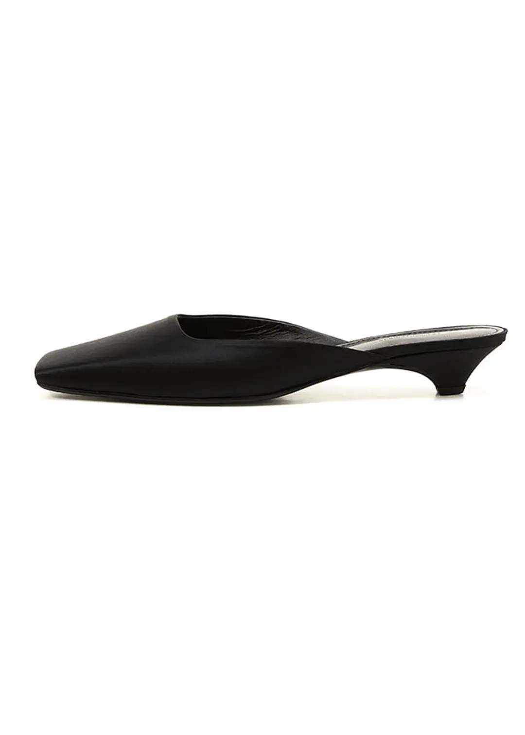 BLACK SATIN MULES [SQUARE]