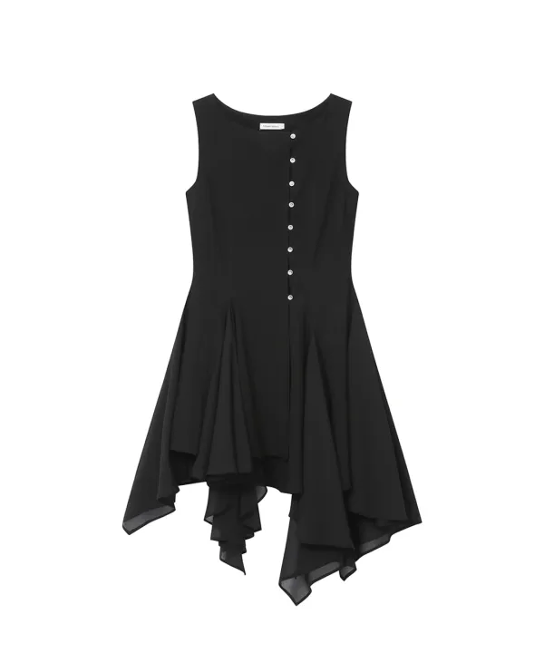 [레이 PICK] Unbalanced flow one piece BLACK