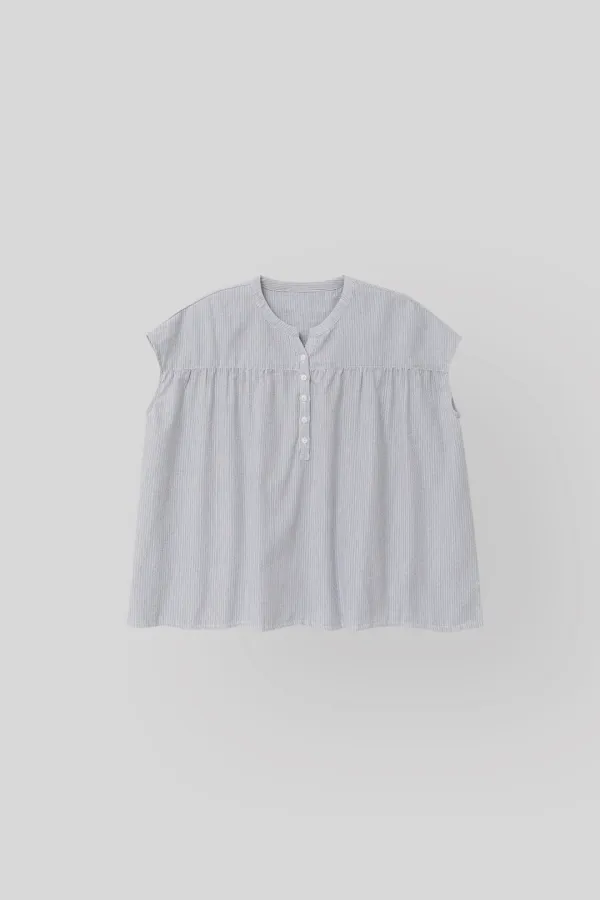 Snag henley blouse (blue stripe)