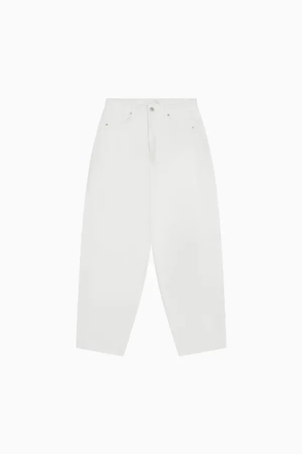 WIDE CURVED PANTS, WHITE
