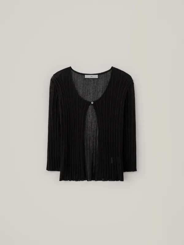 Pleats Cardigan Set - Black