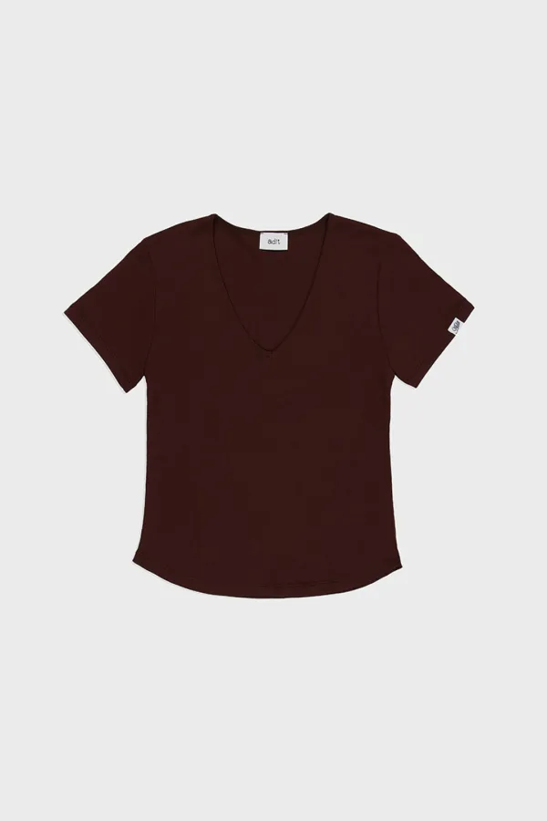 [New] V-neck daily t-shirt_brown