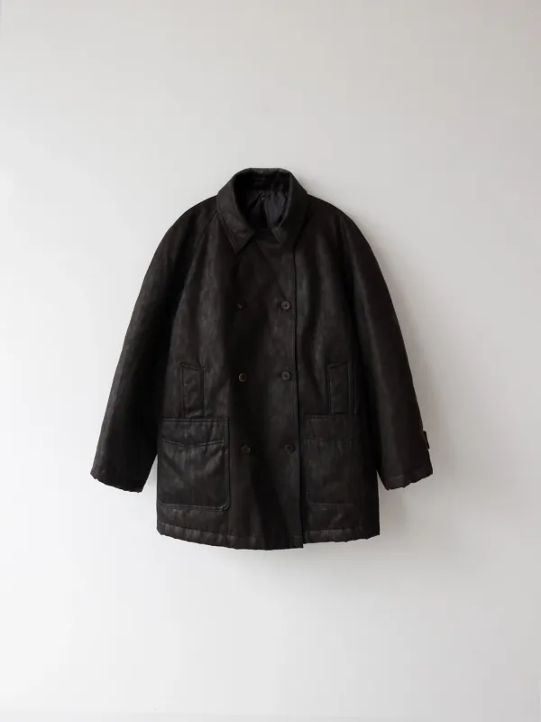 Vintage Leather Mackinaw Coat (Dark Brown)
