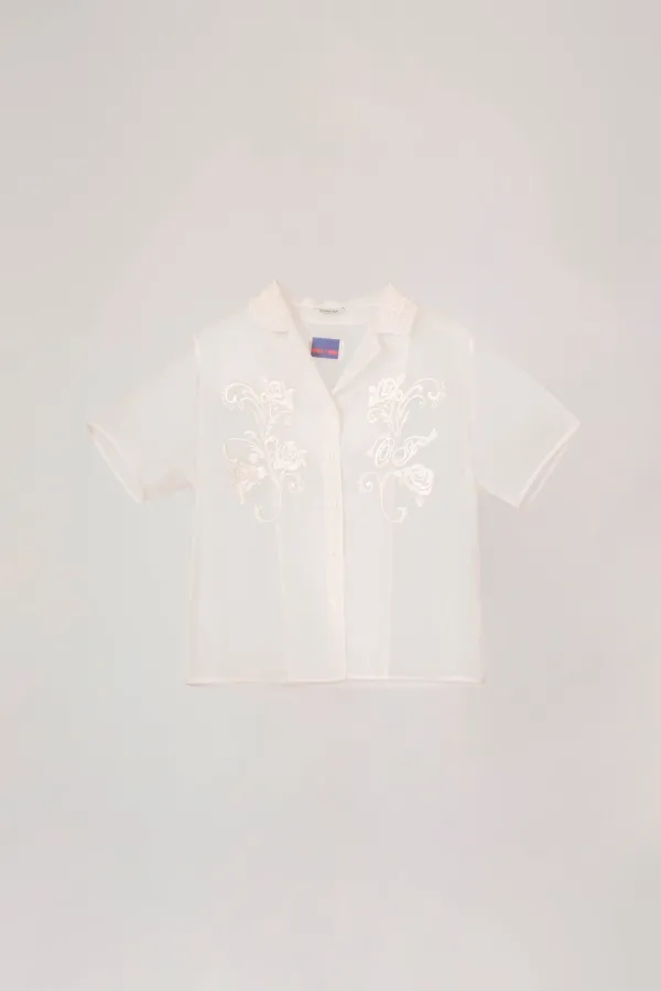 EMBROIDERY ORGANZA SHIRT_CREAM