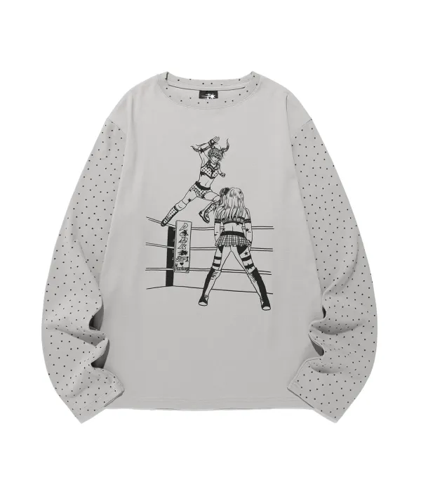 wrestling star l/s tee[grey]