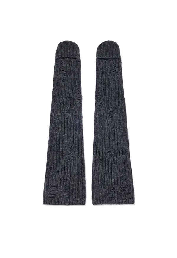 CUT OUT MITTEN ARM WARMERS, CHARCOAL