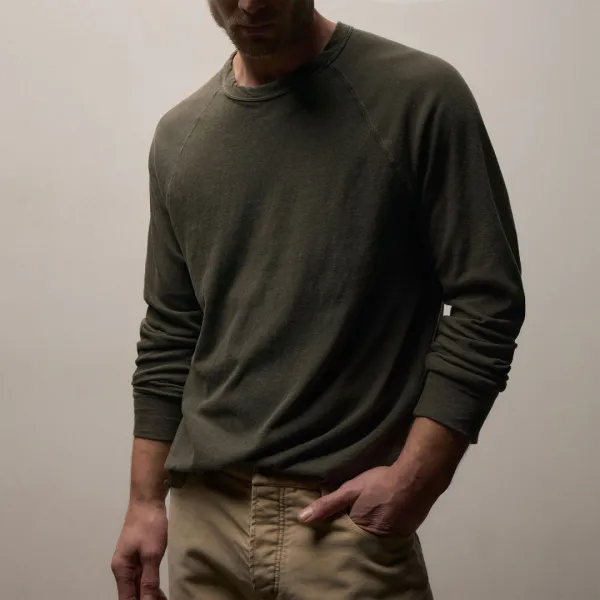 Slub Jersey Long Sleeve Raglan Crew - Army Green Pigment