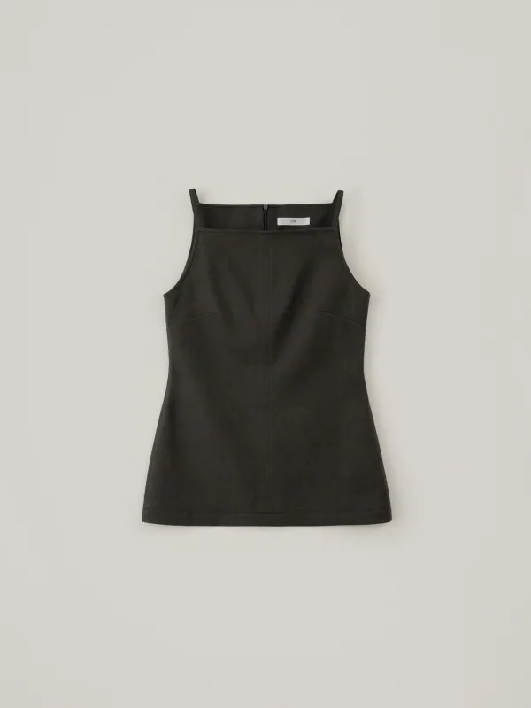 Linen Sleeveless Blouse - Dark Brown