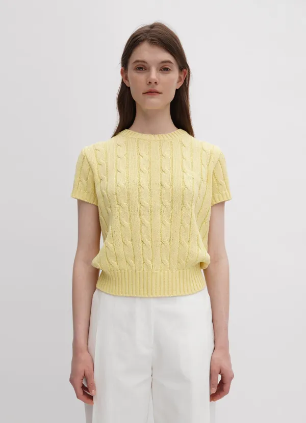 Cotton Round Cable Knit - Light Yellow