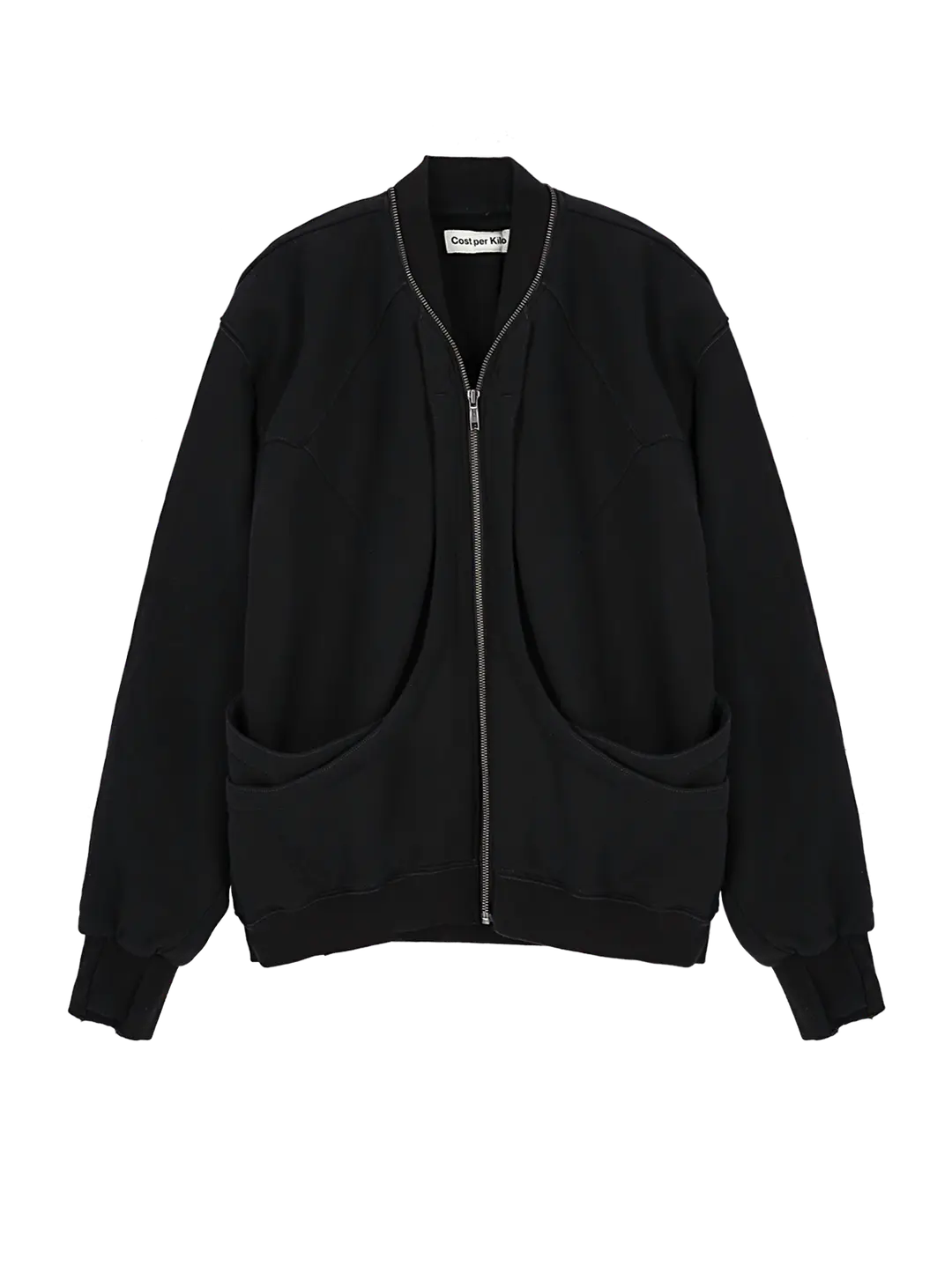 코스트퍼킬로 DOUBLE POCKET SWEAT ZIP JACKET BLACK 상품 이미지 2