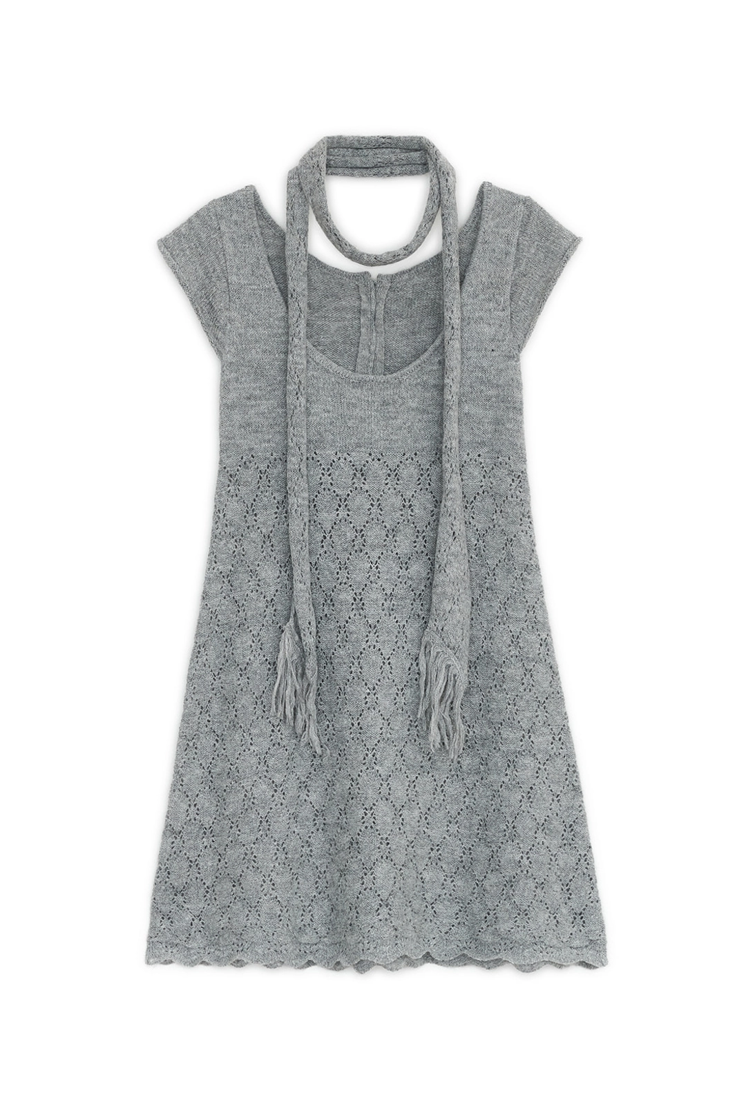 허그유어스킨 Pointelle reversible knit dress (Gray) 상품 이미지 1