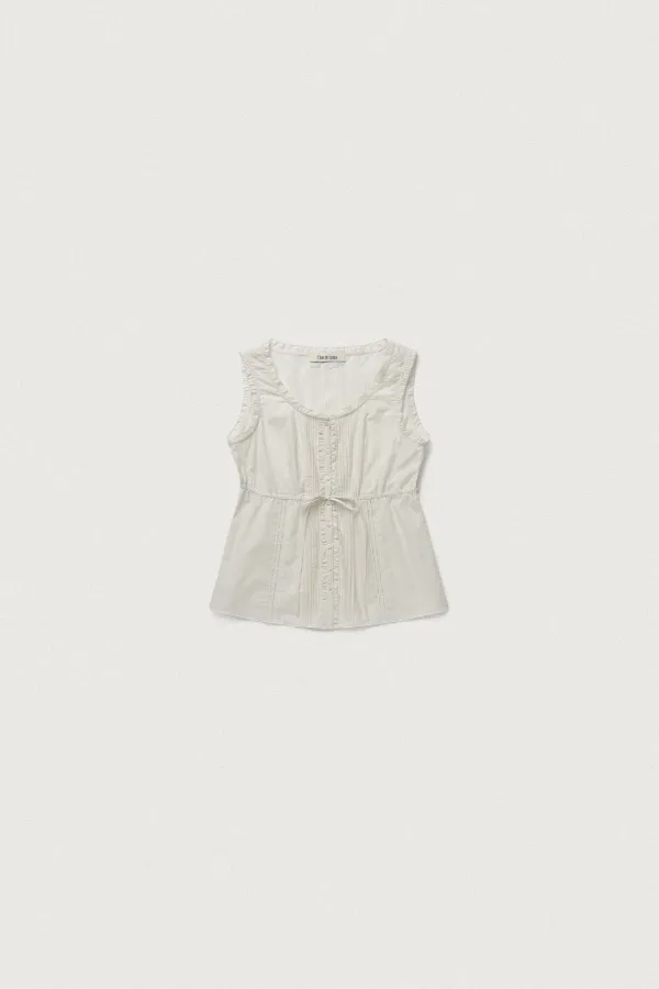 LILY FRILL BLOUSE [IVORY/BLUE]
