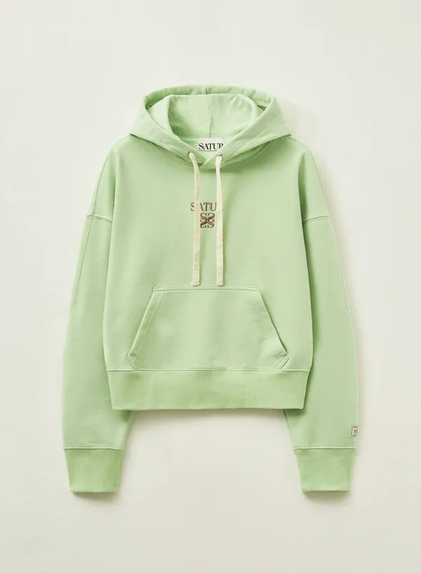 (W) Apero Pocket Crop Hoodie - Light Green