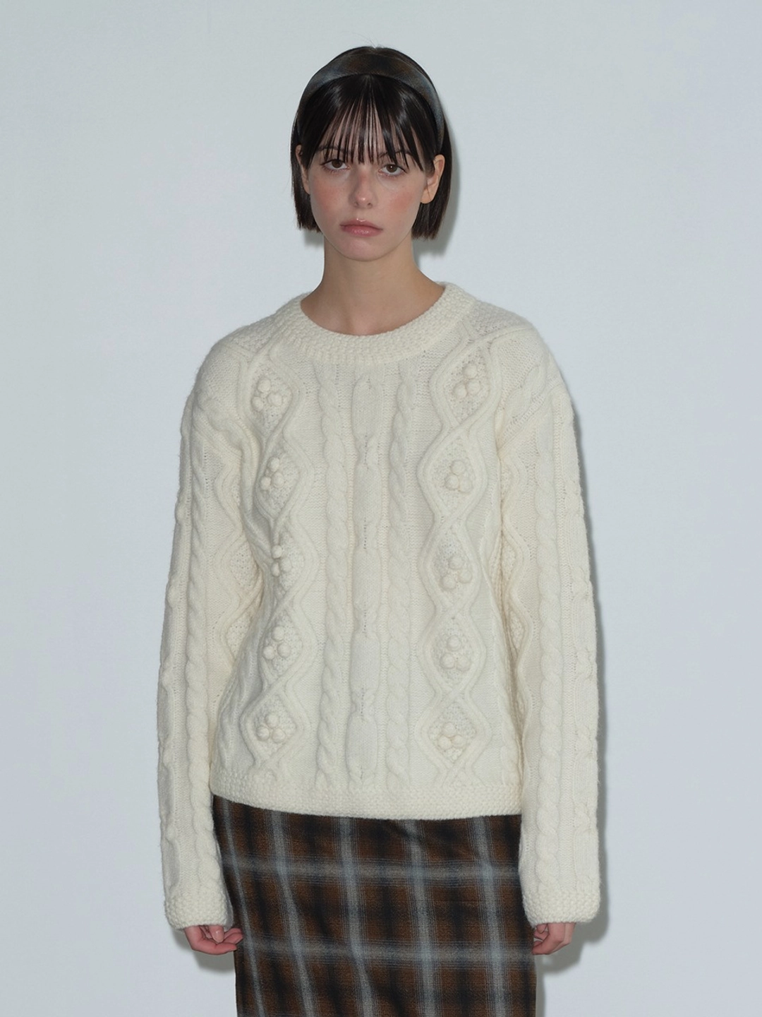 마가린핑거스 ARGYLE POMPOM KNIT (IVORY) 상품 이미지 2
