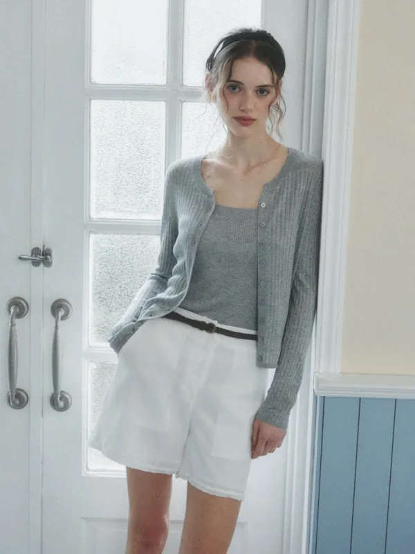 [7차 리오더] VERA metal knit sleeveless cardigan SET_gray
