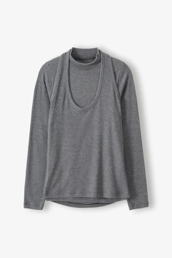 Dual Halter Tee (Gray)