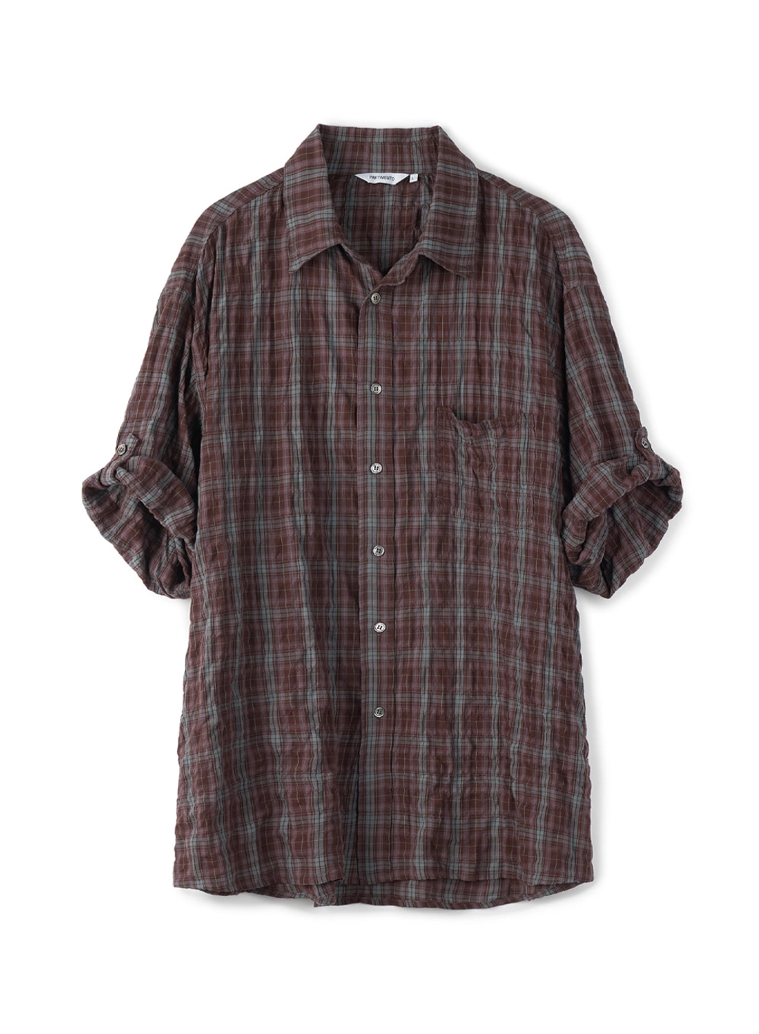 파르티멘토 Vintage Shadow Check Roll Up Half Shirts_Faded Burgundy 상품 이미지 1