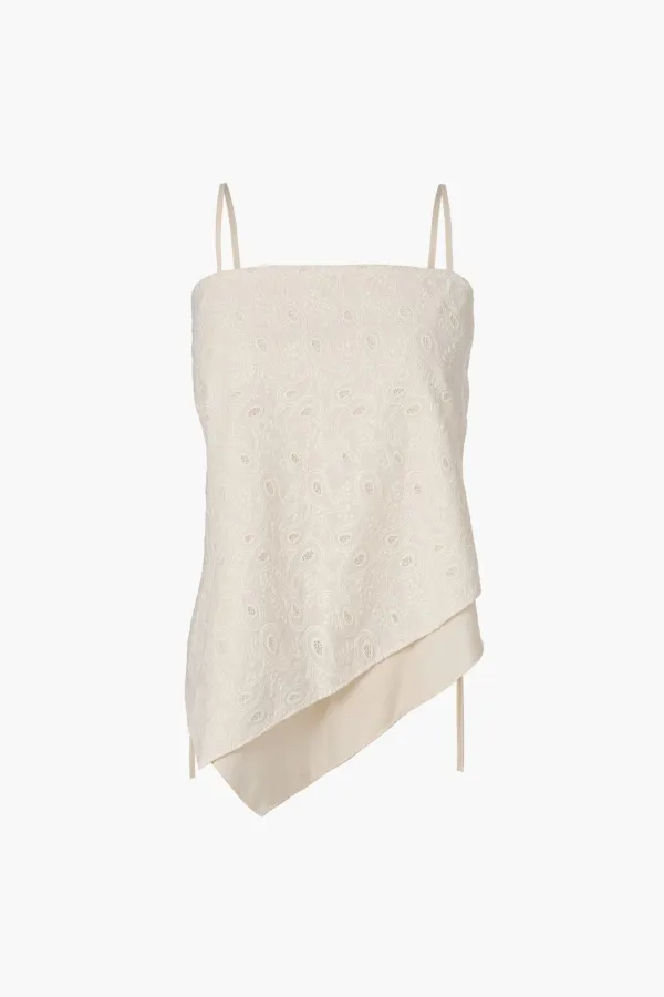 Paisley Lace Scarf Top, Ecru