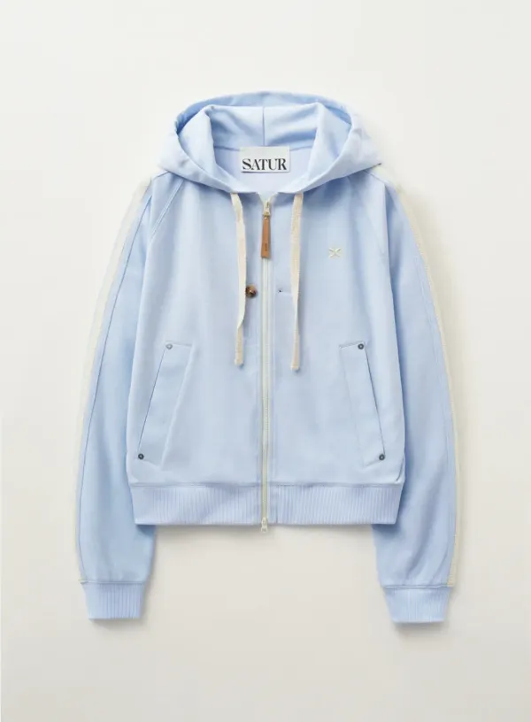 Lawton Loose Fit Hood Zip-up - Sky Blue