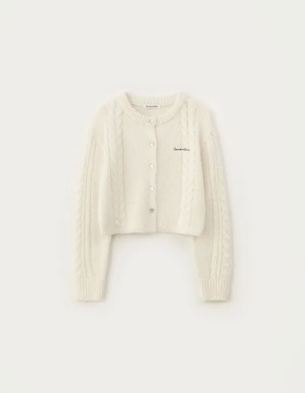 Sandy Alpaca Brush Cardigan - Ivory