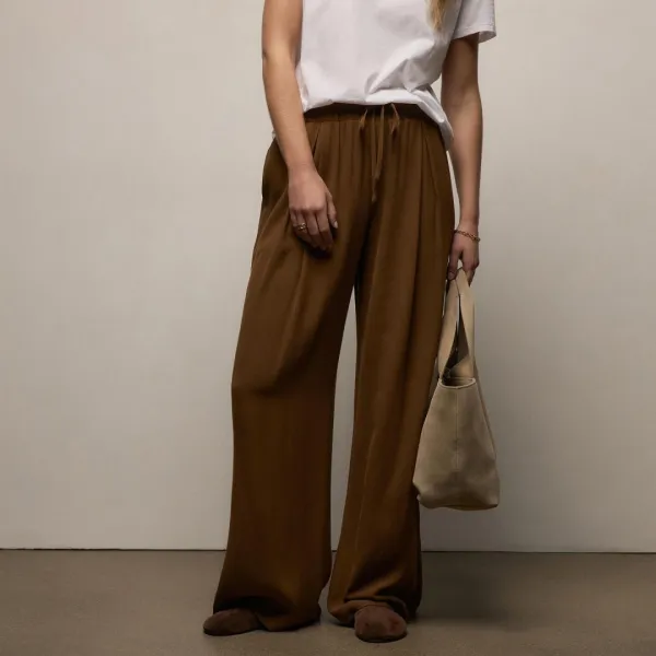 Soft Matte Pleated Pant - Gingerbread