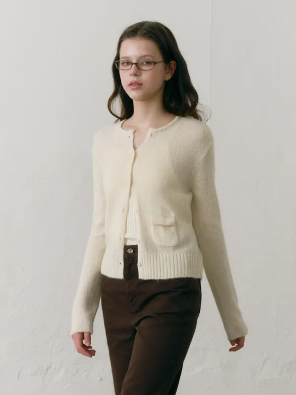 Mohair Pocket Cardigan Cream