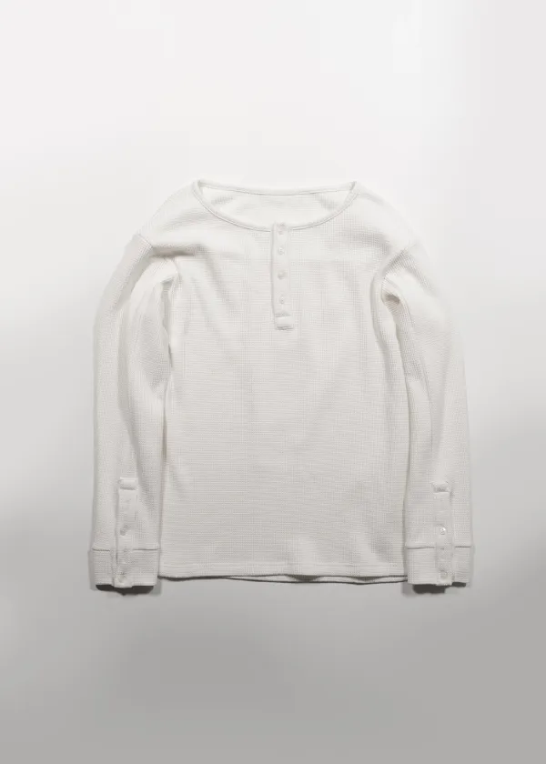 WAFFLE BUTTON-CUFF LONGSLEEVE - IVORY