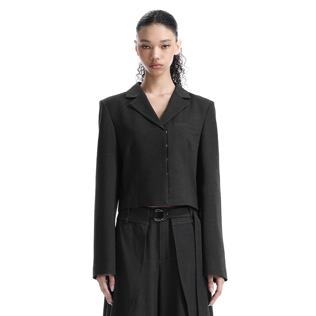 트리밍버드 Hook-Front Cropped Set-Up Jacket [ Charcoal ] 상품 이미지 1