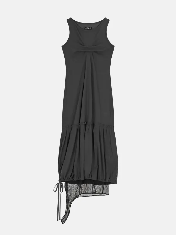 MULTIWAY LAYERED MAXI DRESS CHARCOAL