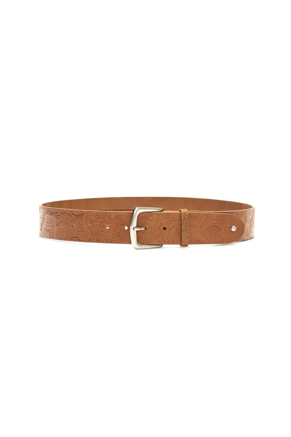 PAISLEY WIDE BELT, BROWN