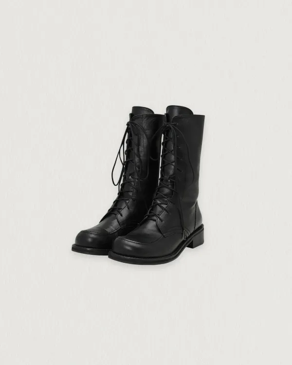 [Exclusive] flétta Handmade Lace-up Middle Boots_Black