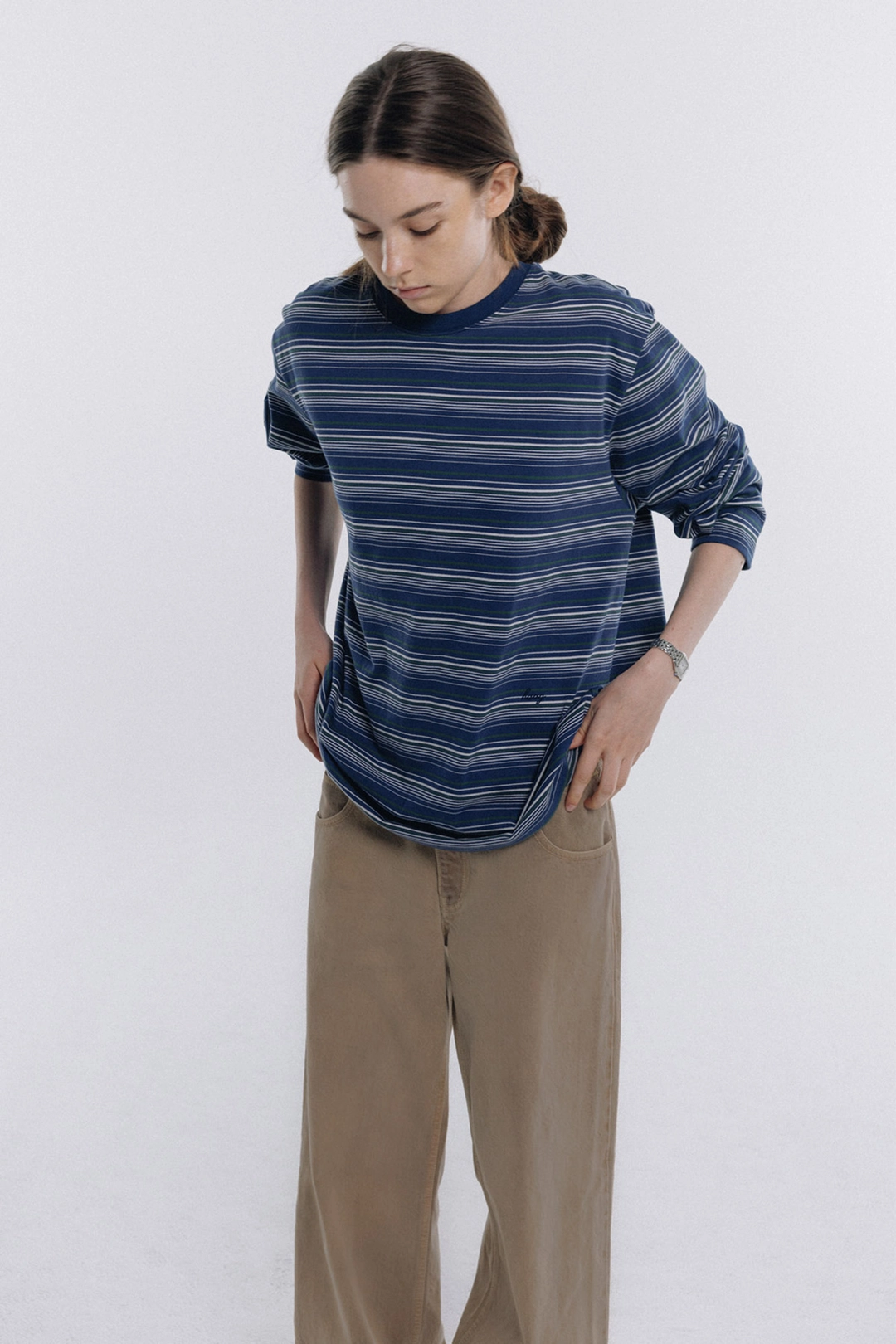 헤이그 2nd) a pin stripe t-sh (blue) 상품 이미지 3