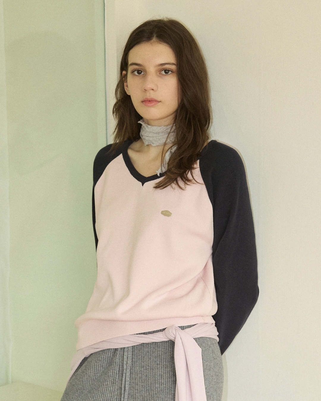 어다울 Cotton candy v neck raglan knit - pink 상품 이미지 2