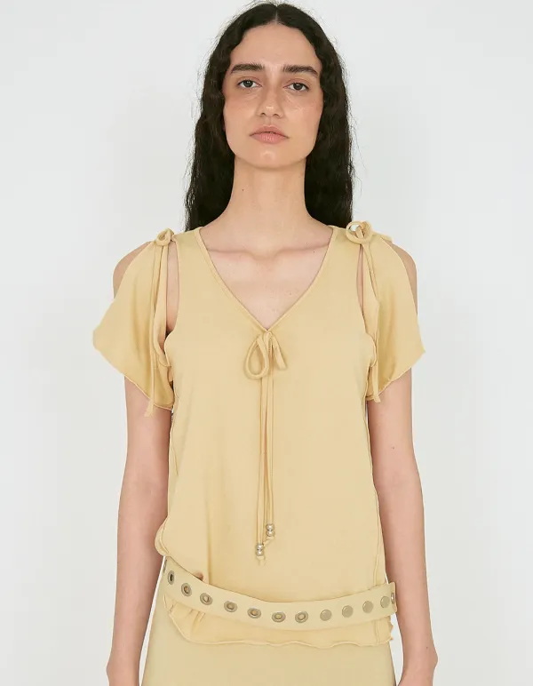 CUT OUT FLARE TOP, YELLOW