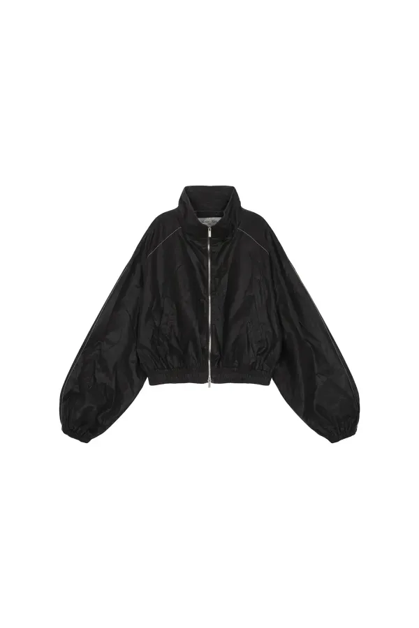 MATIN ROUGH COATING CROP BOMBER IN DARK BROWN