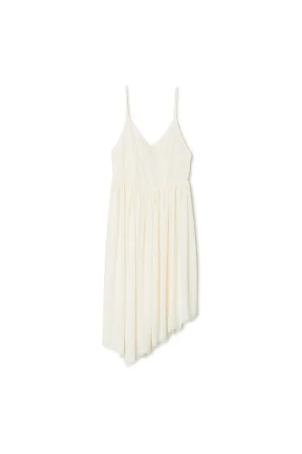 LACE LAYERED SHIRRING ONE-PIECE, IVORY